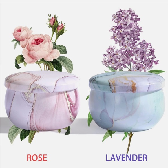 2-Pack Soy Candles Gift Set - Lavender, Vanilla, Rose Scents in Portable Tin Jar - Picture 3 of 4